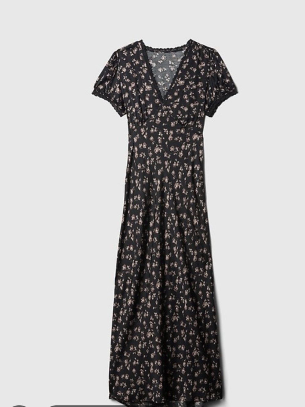 GAP Black Maxi Dress with Pink Floral Print